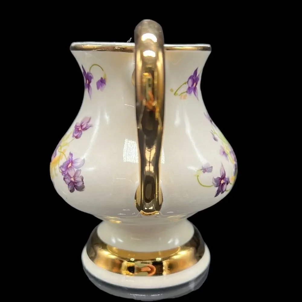 Floral Creamer & Sugar Bowl Set Gold Trim Cottagecore Tea Set
